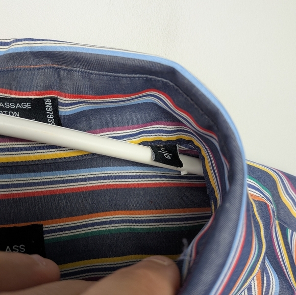 BILL & BLASS Men Casual Button Down Shirt Size Large 100% Coton Colorful - Picture 7 of 10